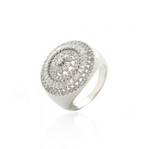 ANEL PIZZA PRATEADO COM ZIRCONIA CRISTAL - TI0177BA - TIAMO SEMIJOIAS