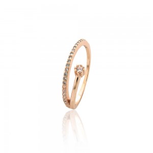 Anel dourado com zirconia - TI0084BA - Tiamo semijoias