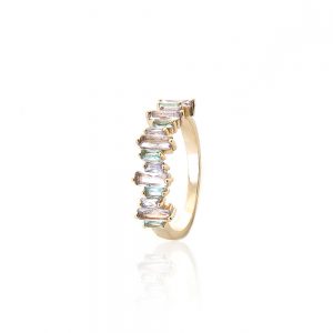 Anel dourado com zirconia colorida - TI0111BA - Tiamo semijoias