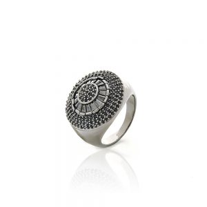 Anel pizza grafite com zirconia negra - TI0174BA - Tiamo semijoias