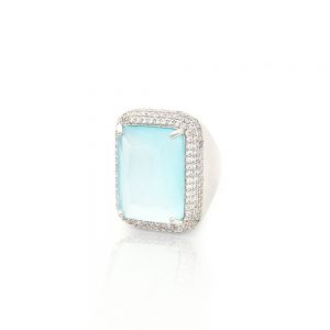 Anel prateado com zirconia quartzo azul - TI0212BA - Tiamo semijoias
