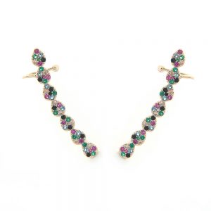 BRINCO EAR CUFF DOURADO COM ZIRCONIA COLORIDA - TI0097BA - TIAMO SEMIJOIAS