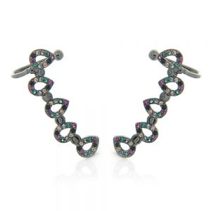 BRINCO EAR CUFF GRAFITE COM ZIRCONIA COLORIDA - TI0091BA - TIAMO SEMIJOIAS