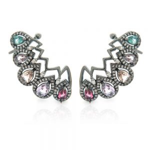 BRINCO EAR CUFF GRAFITE COM ZIRCONIA COLORIDA - TI0106BA - TIAMO SEMIJOIAS