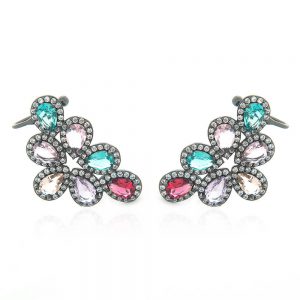 BRINCO EAR CUFF GRAFITE COM ZIRCONIA COLORIDA - TI0107BA - TIAMO SEMIJOIAS