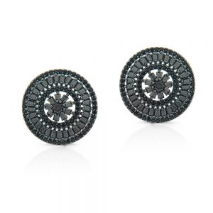 BRINCO PIZZA GRAFITE COM ZIRCONIA NEGRA - TI0176BA - TIAMO SEMIJOIAS