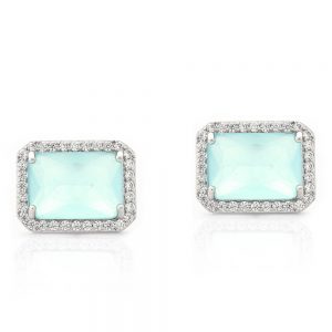 BRINCO PRATEADO COM ZIRCONIA QUARTZO AZUL - TI0150BA - TIAMO SEMIJOIAS