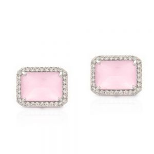 BRINCO PRATEADO COM ZIRCONIA QUARTZO ROSA - TI0150BA - TIAMO SEMIJOIAS