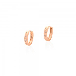 Brinco dourado argolinha media love com zirconia - TI0682MSX - Tiamo semijoias
