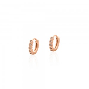 Brinco dourado argolinha medio com zirconia - TI0667MSX - Tiamo semijoias