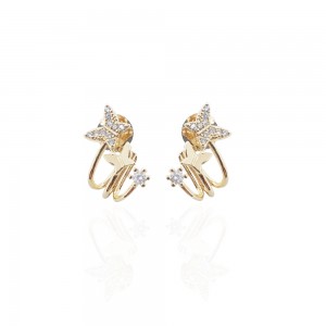Brinco dourado borboleta com zirconia - TI0455MSX - Tiamo Semijoias