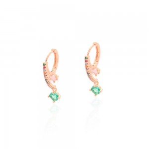 Brinco dourado com zirconia colorida - TI0452MSX - Tiamo semijoias