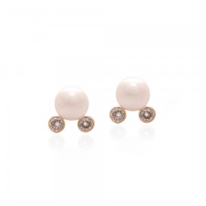 Brinco dourado de perola e zirconia - TI0442MSX - Tiamo Semijoias