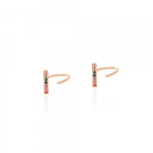 Brinco dourado em zirconias coloridas - TI0406MSX - Tiamo Semijoias