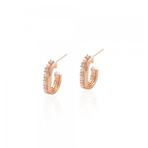 Brinco dourado perola com zirconia - TI0440MSX -Tiamo semijoias