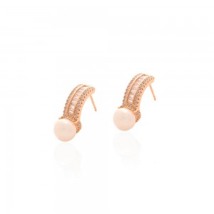 Brinco dourado perola e zirconia - TI0304MSX - Tiamo semijoias
