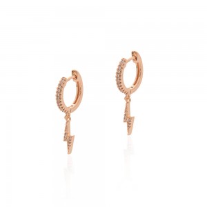 Brinco dourado pingente raio em zirconias - TI0481MSX - Tiamo Semijoias