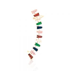 Brinco ear cuff dourado com zirconia colorida - TI0238BA - Tiamo semijoias