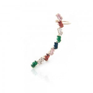 Brinco ear cuff dourado com zirconia colorida - TI0239BA - Tiamo semijoias