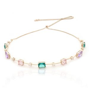 CHOKER REGULAVEL DOURADO COM ZIRCONIA COLORIDA - TI0154BA - TIAMO SEMIJOIAS
