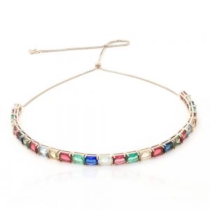 CHOKER REGULAVEL DOURADO COM ZIRCONIA COLORIDA - TI0161BA - TIAMO SEMIJOIAS