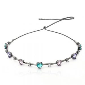 CHOKER REGULAVEL GRAFITE COM ZIRCONIA COLORIDA - TI0155BA - TIAMO SEMIJOIAS