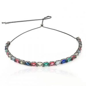 CHOKER REGULAVEL GRAFITE COM ZIRCONIA COLORIDA TI0163BA - TIAMO SEMIJOIAS