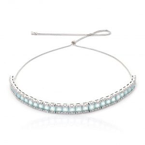 CHOKER REGULAVEL PRATEADO COM ZIRCONIA E PEDRA PREMIUM AZUL - TI0195BA - TIAMO SEMIJOIAS