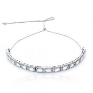 CHOKER REGULAVEL PRATEADO COM ZIRCONIA E PEDRA PREMIUM AZUL - TI0197BA - TIAMO SEMIJOIAS