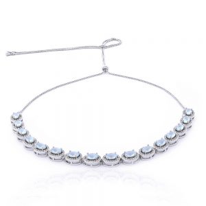 CHOKER REGULAVEL PRATEADO COM ZIRCONIA E PEDRA PREMIUM AZUL - TI0199BA - TIAMO SEMIJOIAS