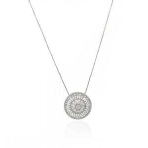 COLAR PIZZA PRATEADO COM ZIRCONIA CRISTAL - TI0175BA - TIAMO SEMIJOIAS