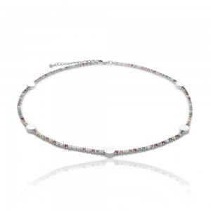 Choker bolinha lisa prateado com zirconia colorida - TI0397BA - Tiamo semijoias