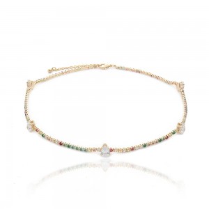 Choker gota dourado com zirconia colorida - TI0402BA - Tiamo semijoias