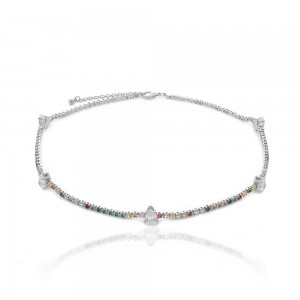 Choker gota prateado com zirconia colorida - TI0402BA - Tiamo semijoias