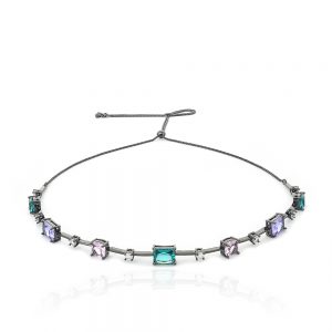 Choker regulavel grafite com zirconia colorida - TI0154BA - Tiamo semijoias