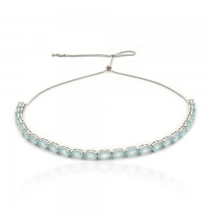 Choker regulavez prateado com zirconia quartzo azul - TI0165BA - Tiamo semijoias