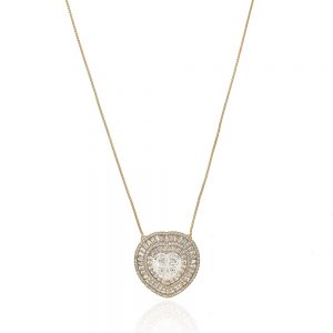 Colar coraçao pizza dourado com zirconia cristal - TI0178BA - Tiamo semijoias