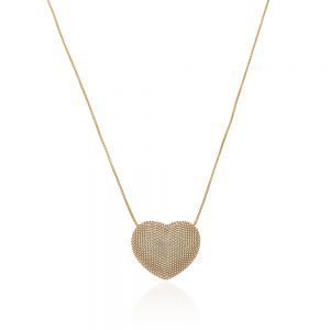 Colar coraçao pontilhado dourado - TI0133BA - Tiamo semijoias