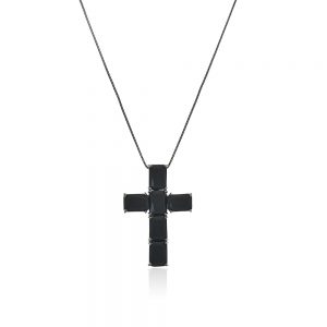 Colar cruz grafite com zirconia negra - TI0189BA - Tiamo semijoias