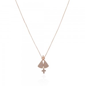 Colar dourado Pingente nossa senhora e cruz com zincornia - TI0468MSX - Tiamo Semijoias