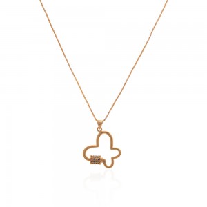 Colar dourado borboleta com zirconias - TI0584MSX - Tiamo Semijoias