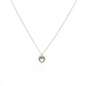 Colar dourado coracao pedra cristal turmalina - TI0374MSX - Tiamo semijoias