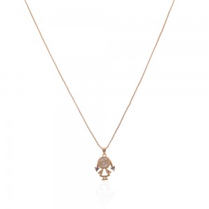 Colar dourado pingente menina com zirconia - TI0578MSX - Tiamo
