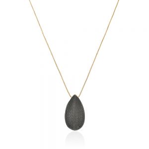 Colar gota dourado com pontilhado negro - TI0186BA - Tiamo semijoias