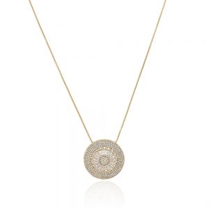 Colar pizza dourado com zirconia cristal - TI0172BA - Tiamo semijoias