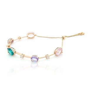 PULSEIRA SHAMBALA DOURADA COM ZIRCONIA COLORIDA - TI0156BA - TIAMO SEMIJOIAS