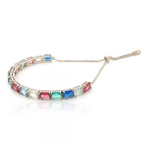 PULSEIRA SHAMBALA DOURADA COM ZIRCONIA COLORIDA - TI0162BA - TIAMO SEMIJOIAS