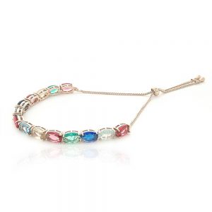 PULSEIRA SHAMBALA DOURADA COM ZIRCONIA COLORIDA - TI0164BA - TIAMO SEMIJOIAS