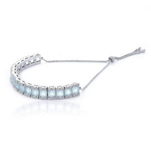 PULSEIRA SHAMBALA PRATEADA COM ZIRCONIA QUARTZO AZUL - TI0194BA - TIAMO SEMIJOIAS