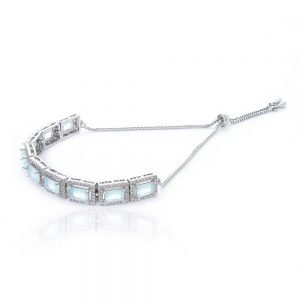 PULSEIRA SHAMBALA PRATEADA COM ZIRCONIA QUARTZO AZUL- TI0196BA - TIAMO SEMIJOIAS